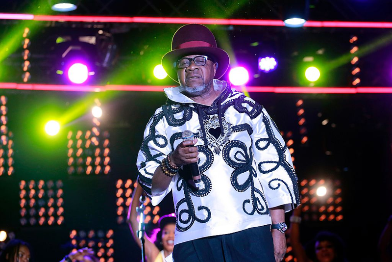 Papa Wemba performs onstage during the Femua music festival in Abidjan, Ivory Coast, on April 24, 2016, before collapsing onstage.STR/AFP/Getty Images